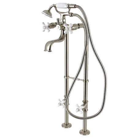 Kingston Brass CCK226PXK8 Freestanding Clawfoot Tub Faucet Package with Supply Line, Brushed Nickel CCK226PXK8